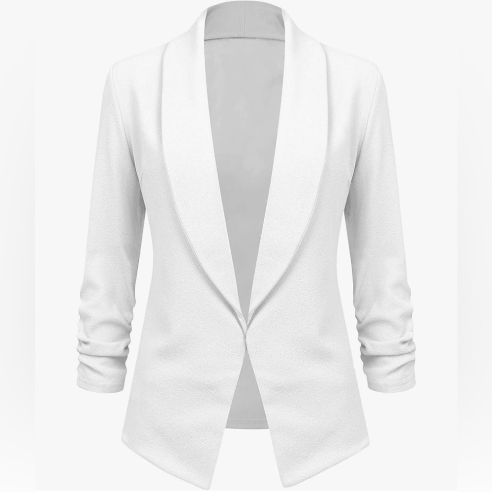 White Shawl Collar Blazer Jacket - Women